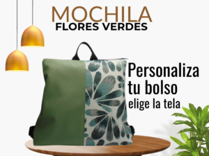 Mochila Artesanal Flores Verdes