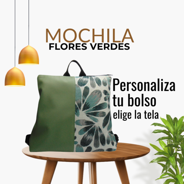 Mochila Artesanal Flores Verdes